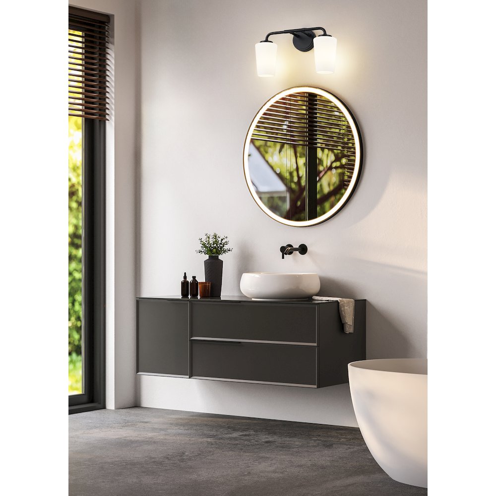 Z-Lite Montford 2 Light Vanity in Matte Black color, Steel frame. Picture 7