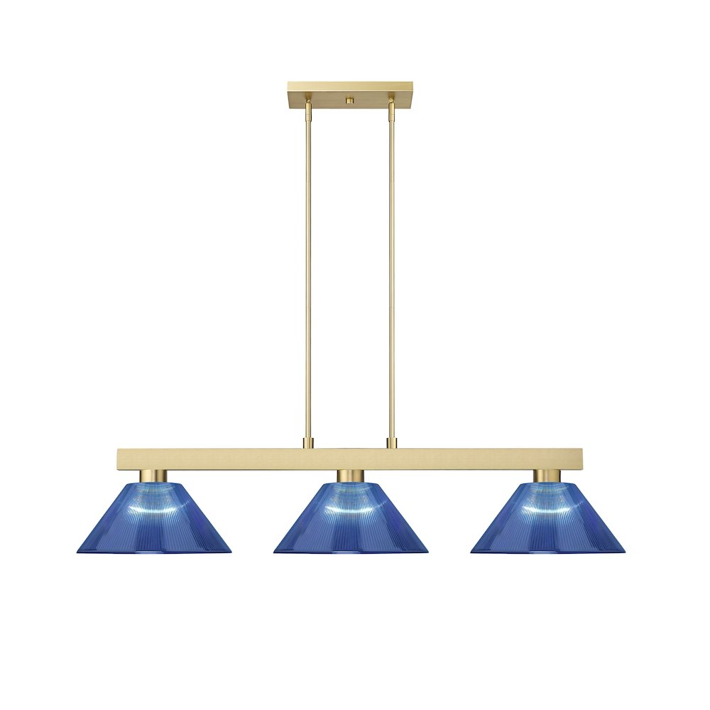 Z-Lite Cobalt 3 Light Billiard, Steel Frame, Dark Blue Shade Color. Picture 2