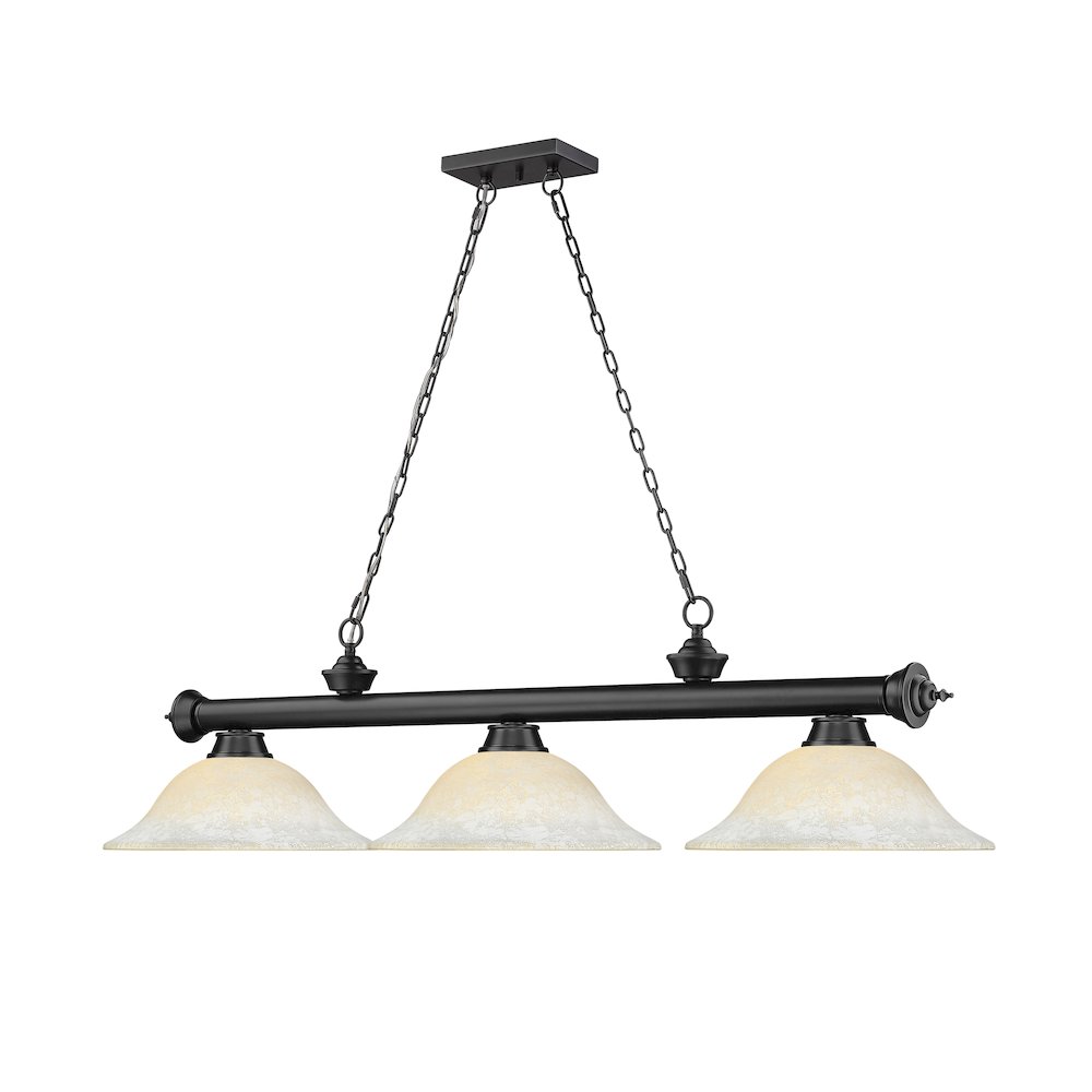 Z-Lite Cordon 3 Light Billiard, Steel Frame, White Mottle Shade Color. Picture 3