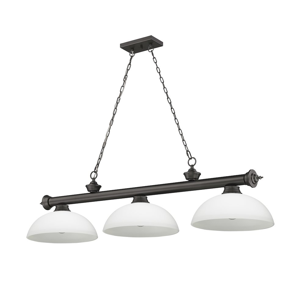 Z-Lite Cordon 3 Light Billiard, Steel Frame, Matte Opal Shade Color. Picture 5