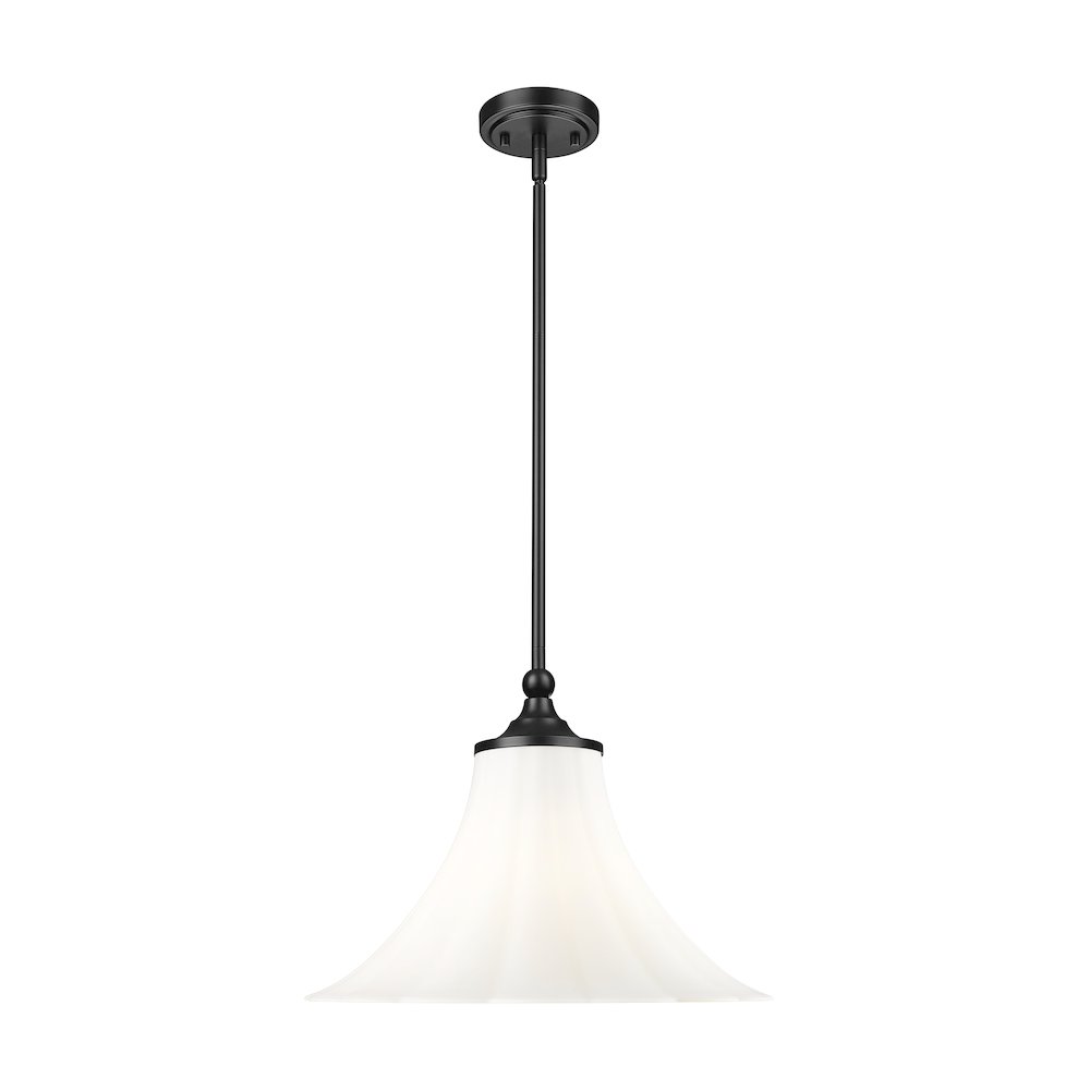 Z-Lite 1 Light Pendant, Matte Black. Picture 1