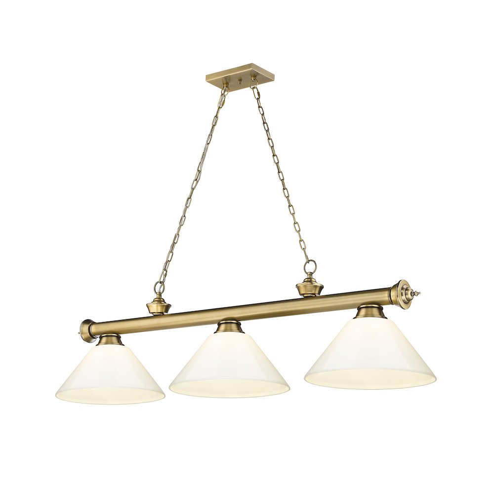 Z-Lite Cordon 3 Light Billiard, Steel Frame, White Shade Color. Picture 1