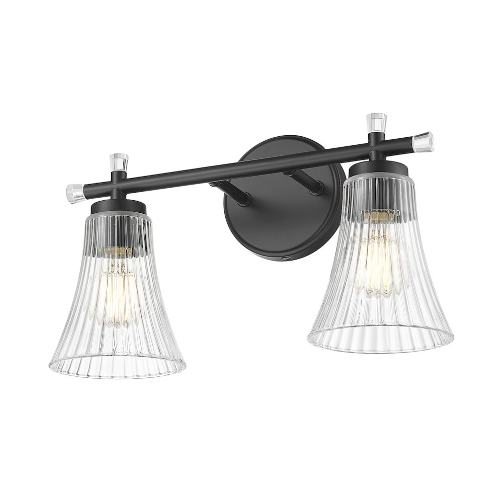 Z-Lite Belle 2 Light Vanity in Matte Black color, Steel frame. Picture 3