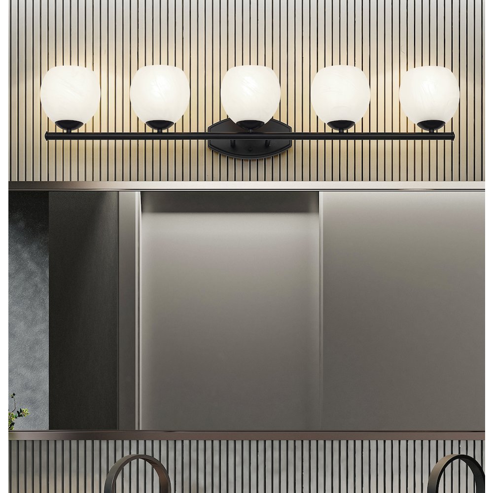 Z-Lite 5 Light Vanity, Matte Black. Picture 5