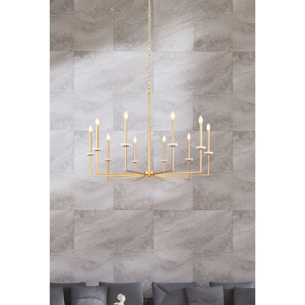 Z-Lite 10 Light Chandelier, Mordern Gold. Picture 6