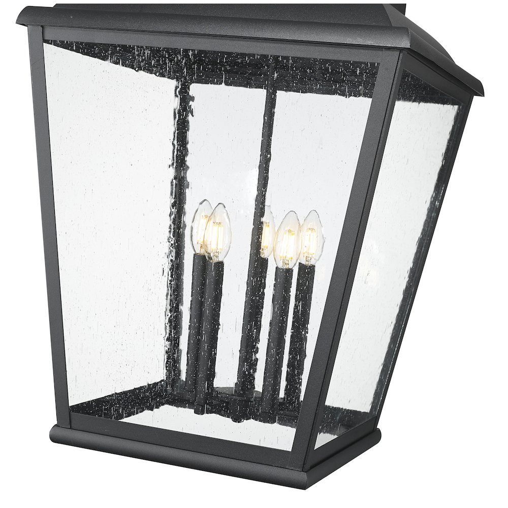 Z-Lite 5 Light Outdoor Chain Mount Ceiling Fixture, Sand Black. Picture 4