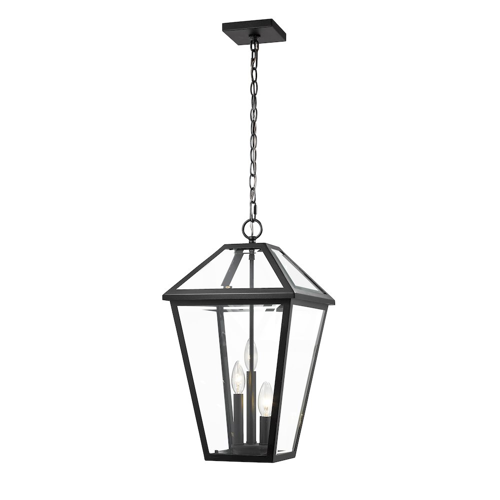 Z-Lite Talbot 3 Light Outdoor Chain Mount Ceiling Fixture, Black. Picture 3