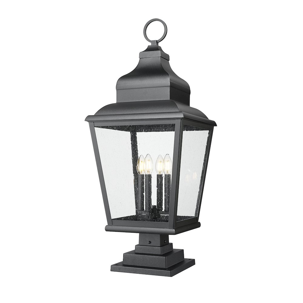 Z-Lite 4 Light Outdoor Pier Mounted Fixture, Sand Black. Picture 1