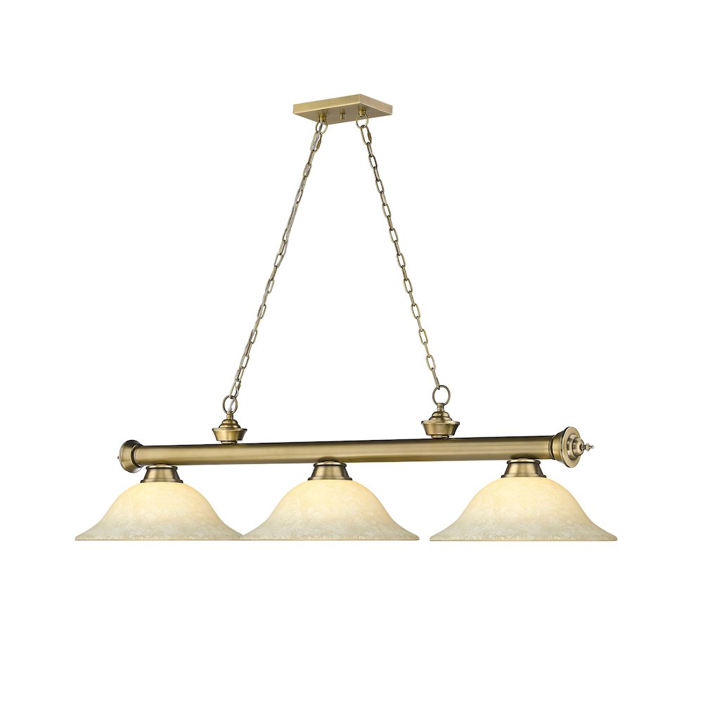 Z-Lite Cordon 3 Light Billiard, Steel Frame, Golden Mottle Shade Color. Picture 3