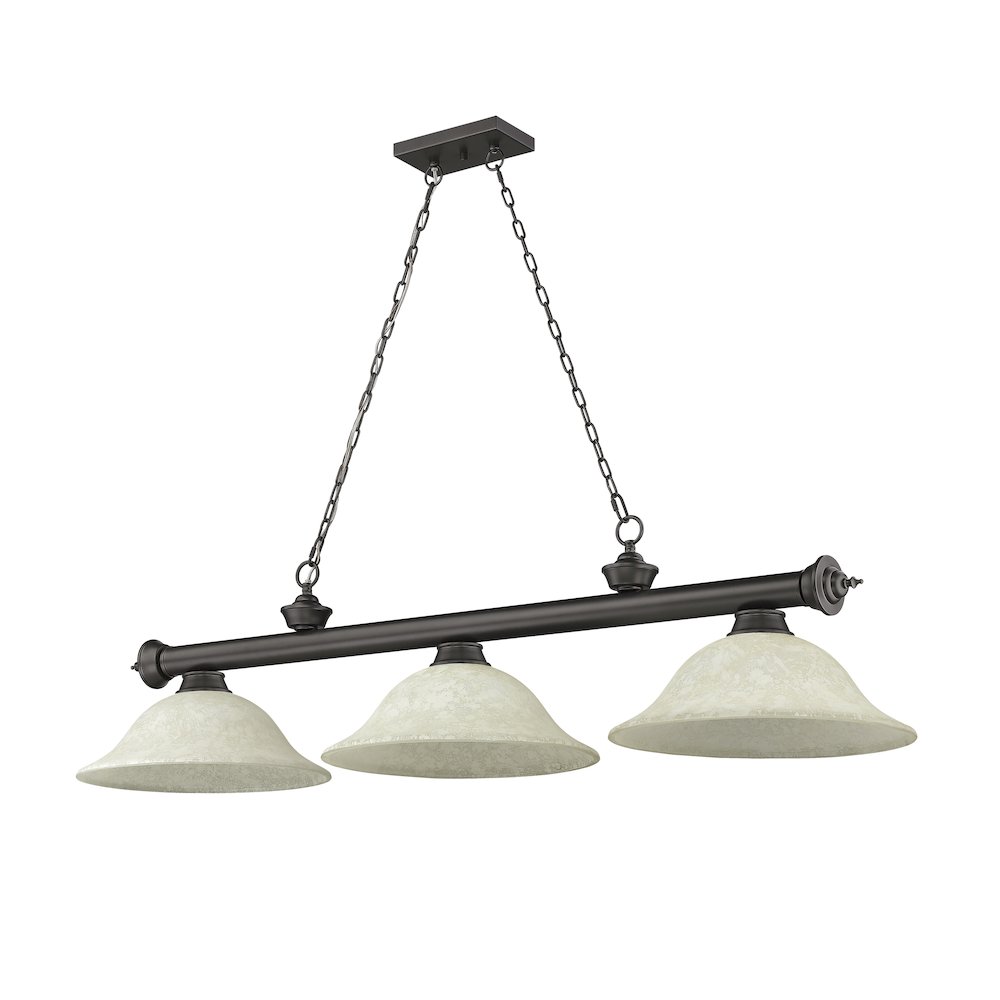 Z-Lite Cordon 3 Light Billiard, Steel Frame, Golden Mottle Shade Color. Picture 5