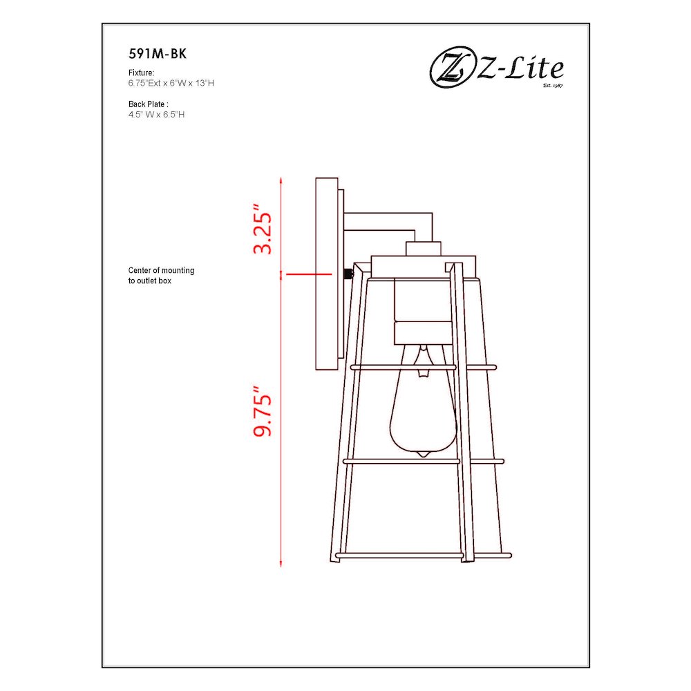 Z-Lite 1 Light Outdoor Wall Light. Picture 9