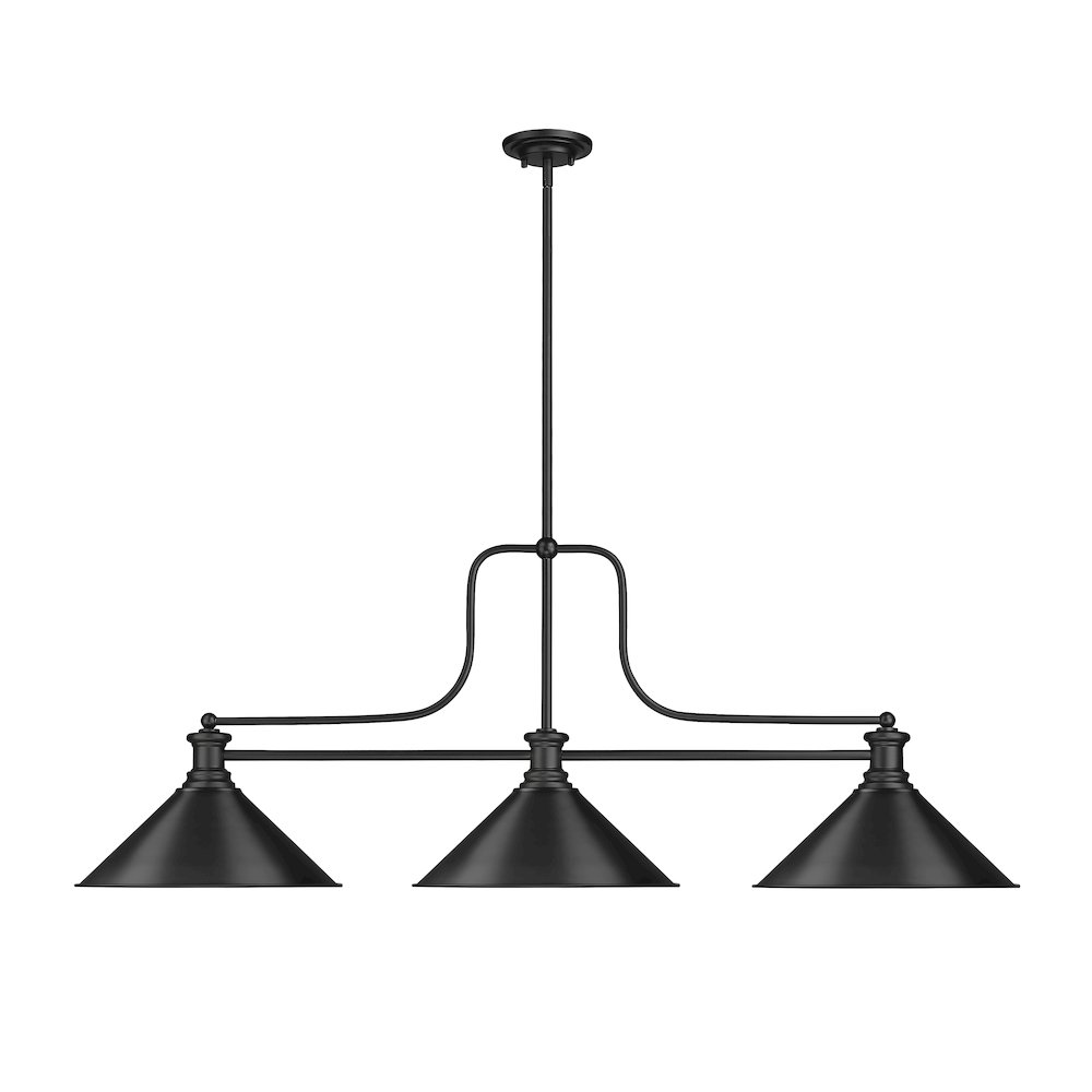 Z-Lite Melange 3 Light Billiard, Steel Frame, Matte Black Shade Color. Picture 2