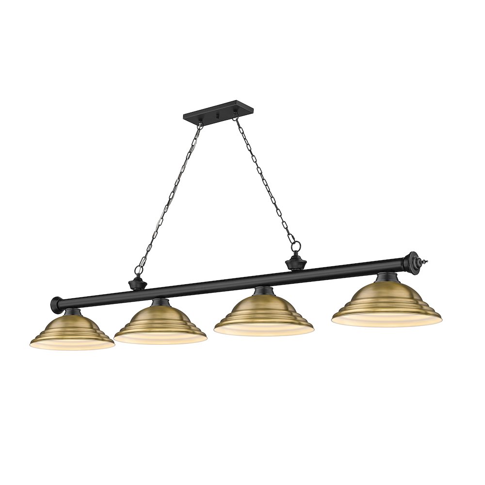 Z-Lite Cordon 4 Light Billiard, Steel Frame, Rubbed Brass Shade Color. Picture 1