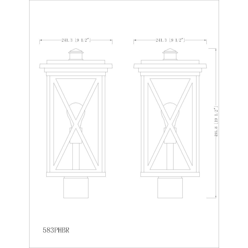 Z-Lite 1 Light Outdoor Post Mount Fixture. Picture 6