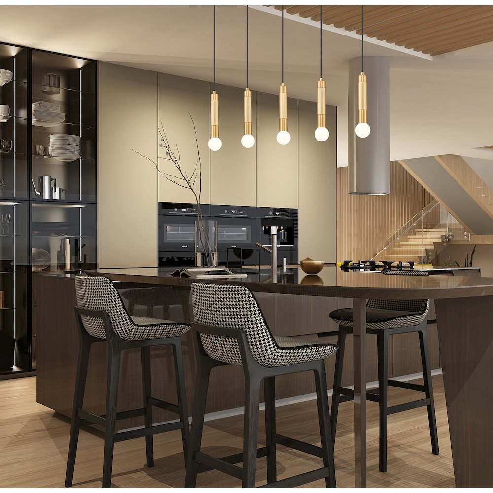 Z-Lite Stari 5 Light Linear Chandelier in Modern Gold color, Steel frame. Picture 6