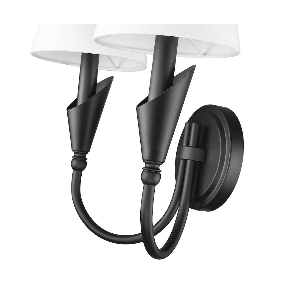 Z-Lite Claudelle 2 Light Wall Sconce in Matte Black color, Steel frame. Picture 4