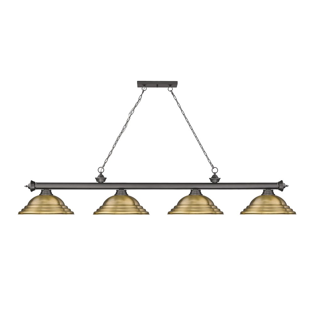 Z-Lite Cordon 4 Light Billiard, Steel Frame, Rubbed Brass Shade Color. Picture 2