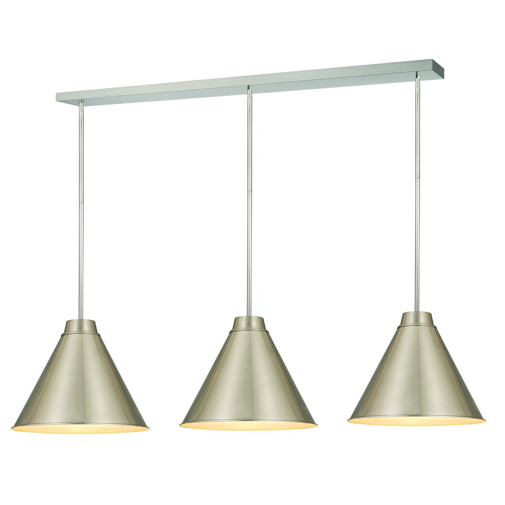 Z-Lite 3 Light Pendant, Brushed Nickel Frame Finish. Picture 1
