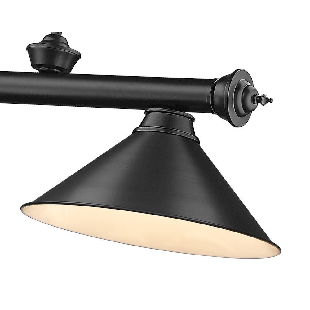 Z-Lite Cordon 3 Light Billiard, Steel Frame, Matte Black Shade Color. Picture 4