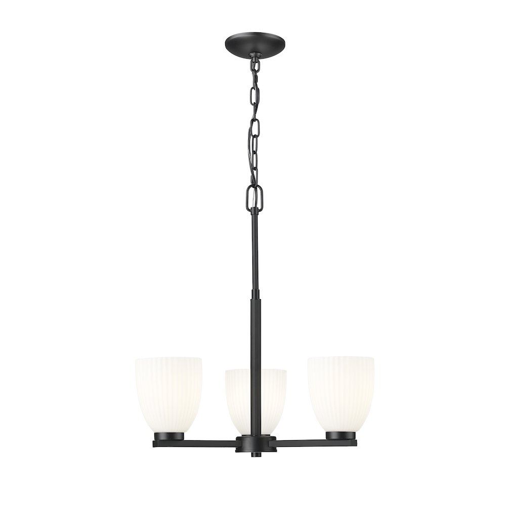 Z-Lite Naya 3 Light Chandelier in Matte Black color, Steel frame. Picture 1