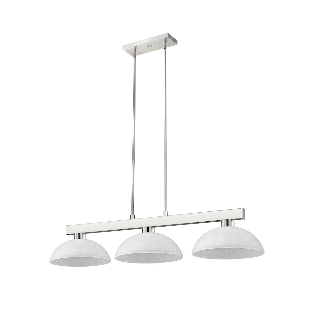 Z-Lite Cobalt 3 Light Billiard, Steel Frame, White Linen Shade Color. Picture 5