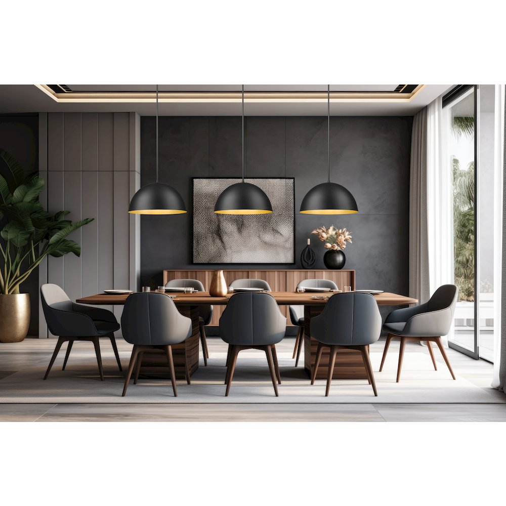 Z-Lite 3 Light Pendant, Matte Black. Picture 6