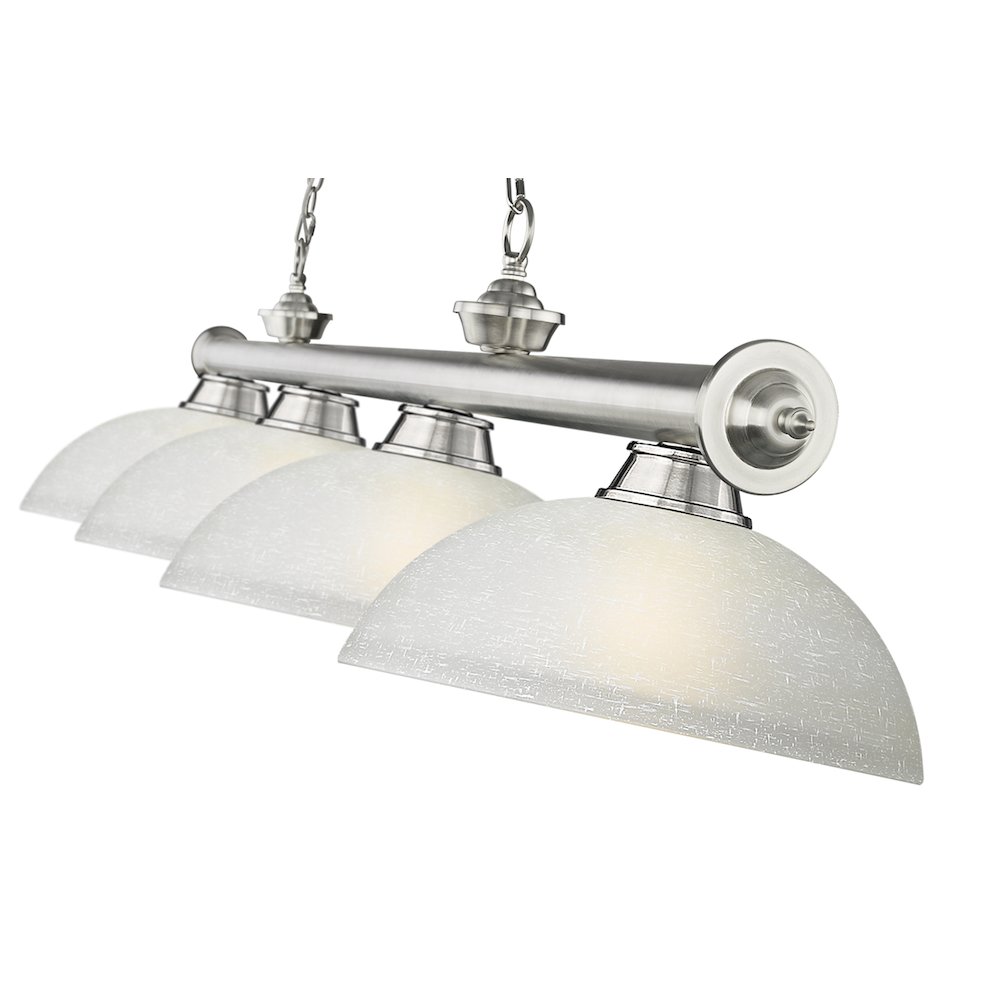 Z-Lite Cordon 4 Light Billiard, Steel Frame, White Linen Shade Color. Picture 4