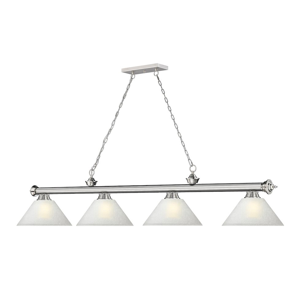 Z-Lite Cordon 4 Light Billiard, Steel Frame, White Linen Shade Color. Picture 3