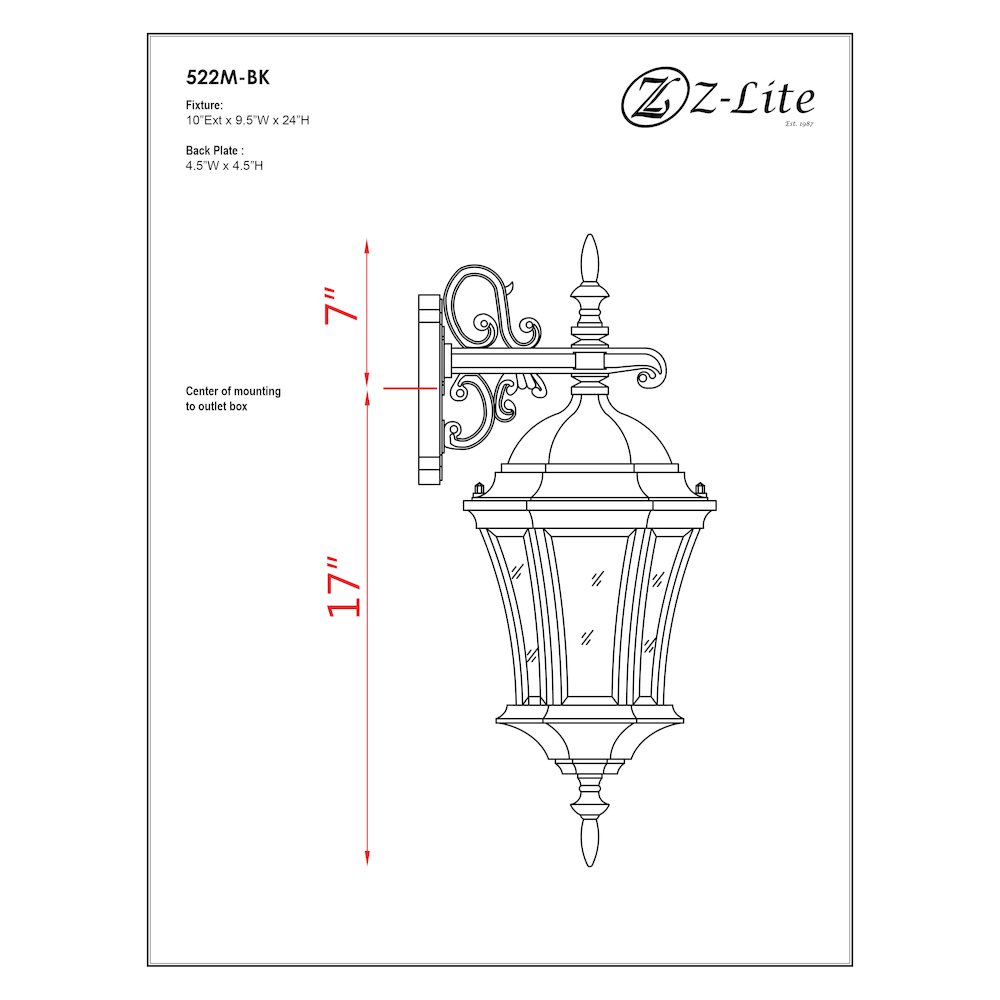 Z-Lite 1 Light Outdoor Wall Light. Picture 8