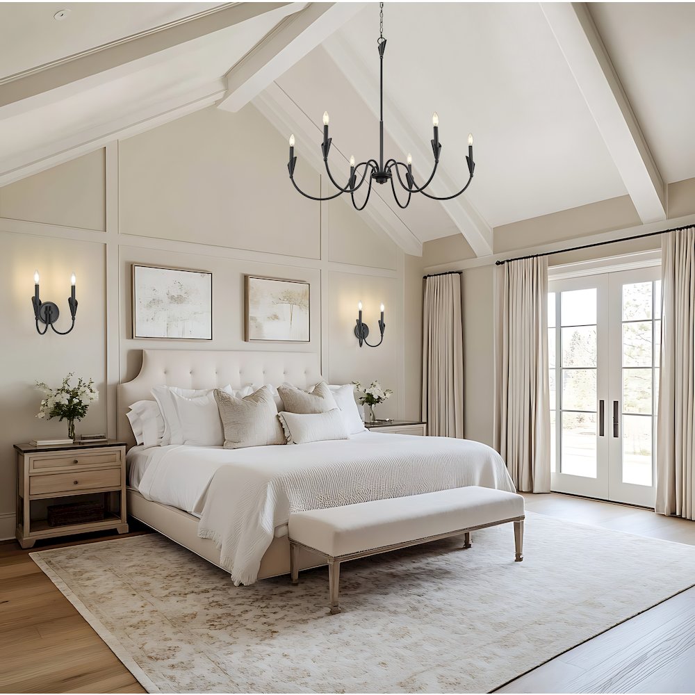 Z-Lite Claudelle 6 Light Chandelier in Matte Black color, Steel frame. Picture 7