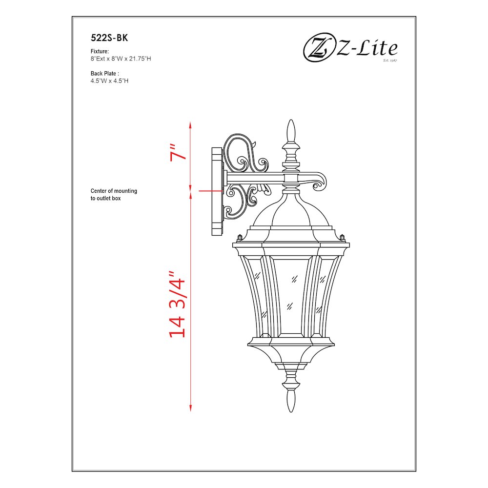 Z-Lite 1 Light Outdoor Wall Light. Picture 8