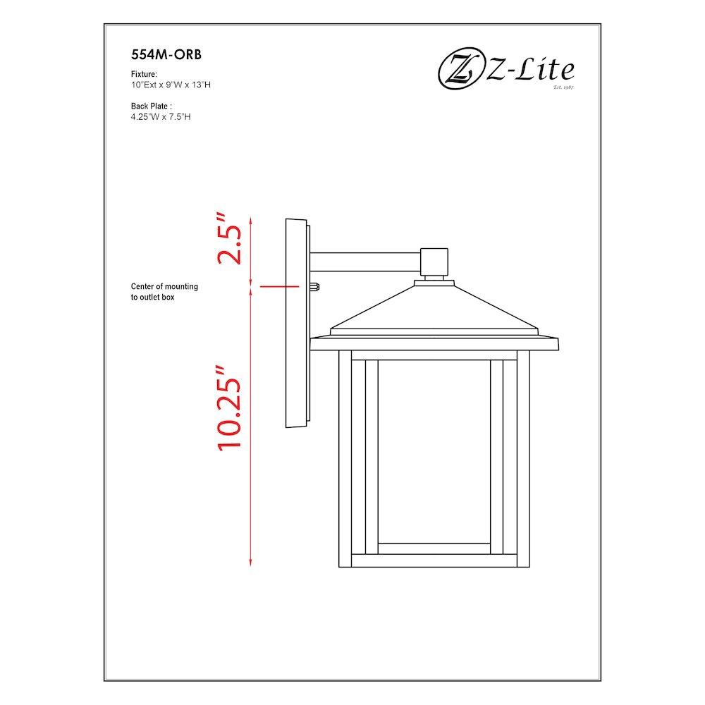 Z-Lite 1 Light Outdoor Wall Light. Picture 2