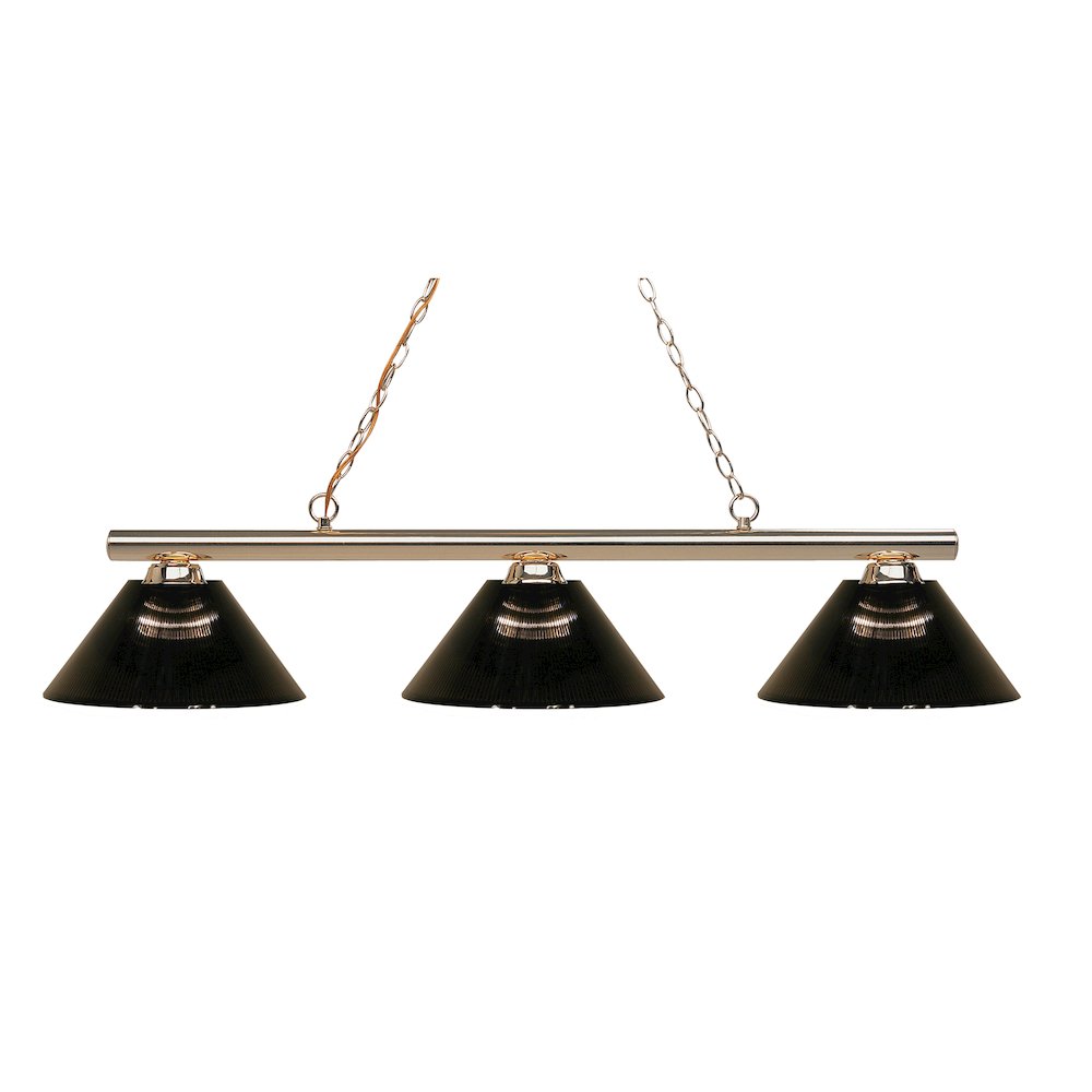 Z-Lite Sharp Shooter 3 Light Billiard, Steel Frame, Smoke  Shade Color. Picture 1