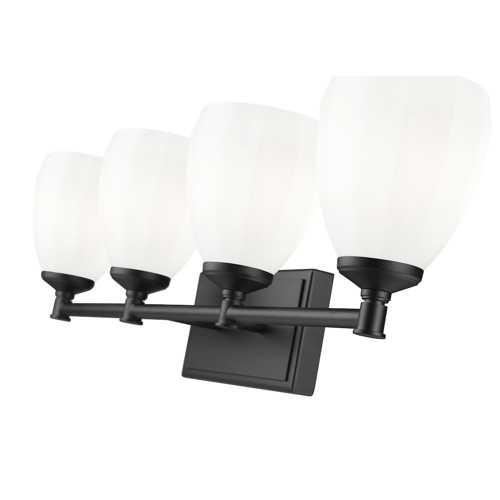 Z-Lite Oren 4 Light Vanity in Matte Black color, Steel frame. Picture 4