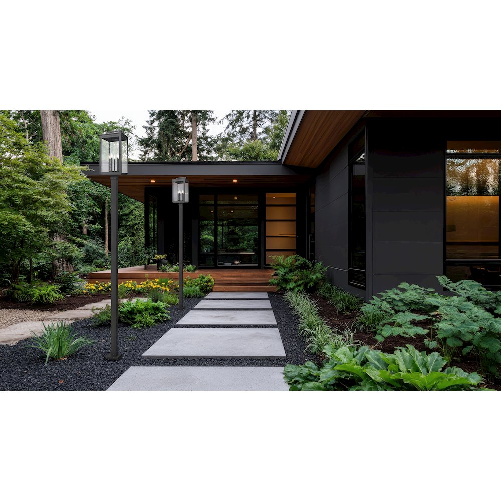 Z-Lite Hartwell 5 Light Outdoor Post Mounted Fixture in Sand Black color. Picture 6