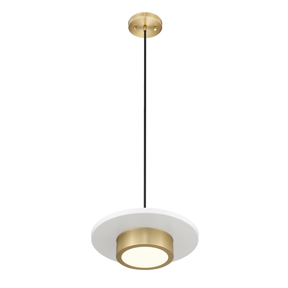 Z-Lite 1 Light Pendant, Matte White + Modern Gold. Picture 2
