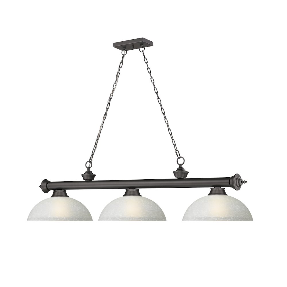 Z-Lite Cordon 3 Light Billiard, Steel Frame, White Linen Shade Color. Picture 3