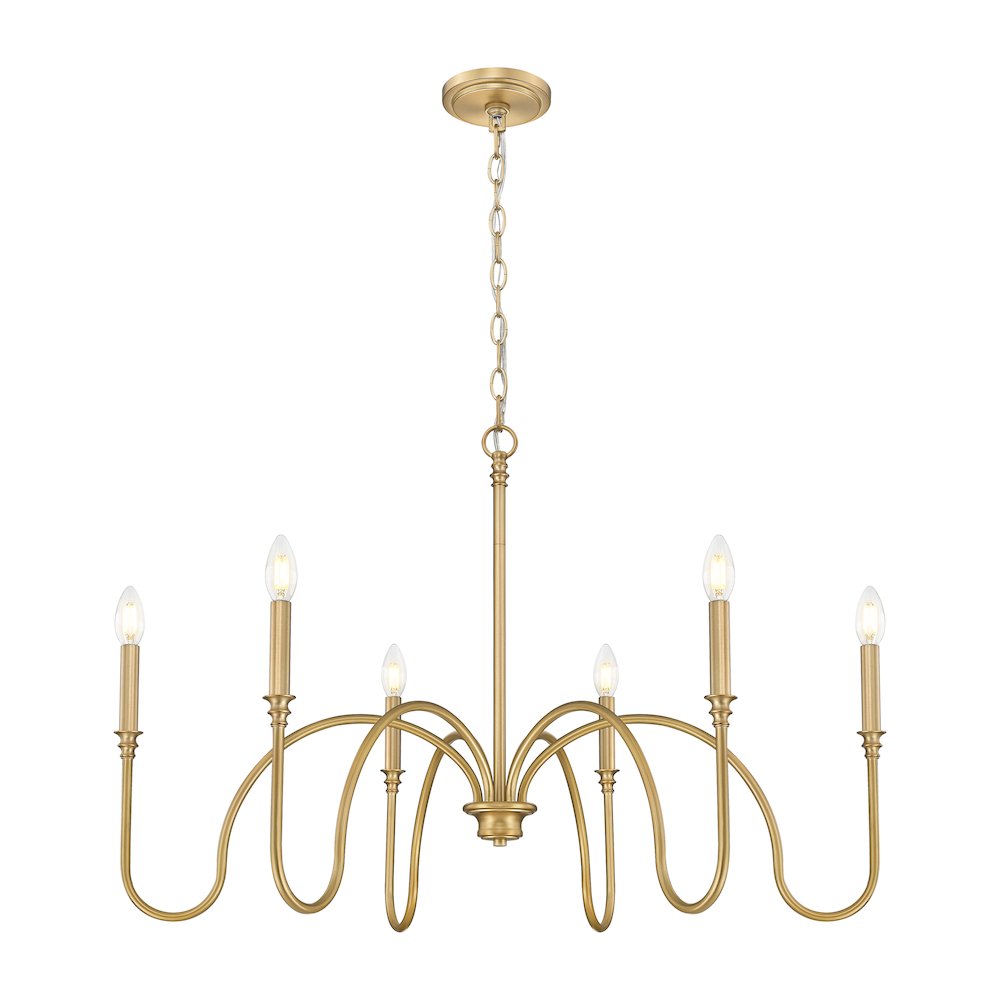 Z-Lite 6 Light Chandelier, Rubbed Brass. Picture 3