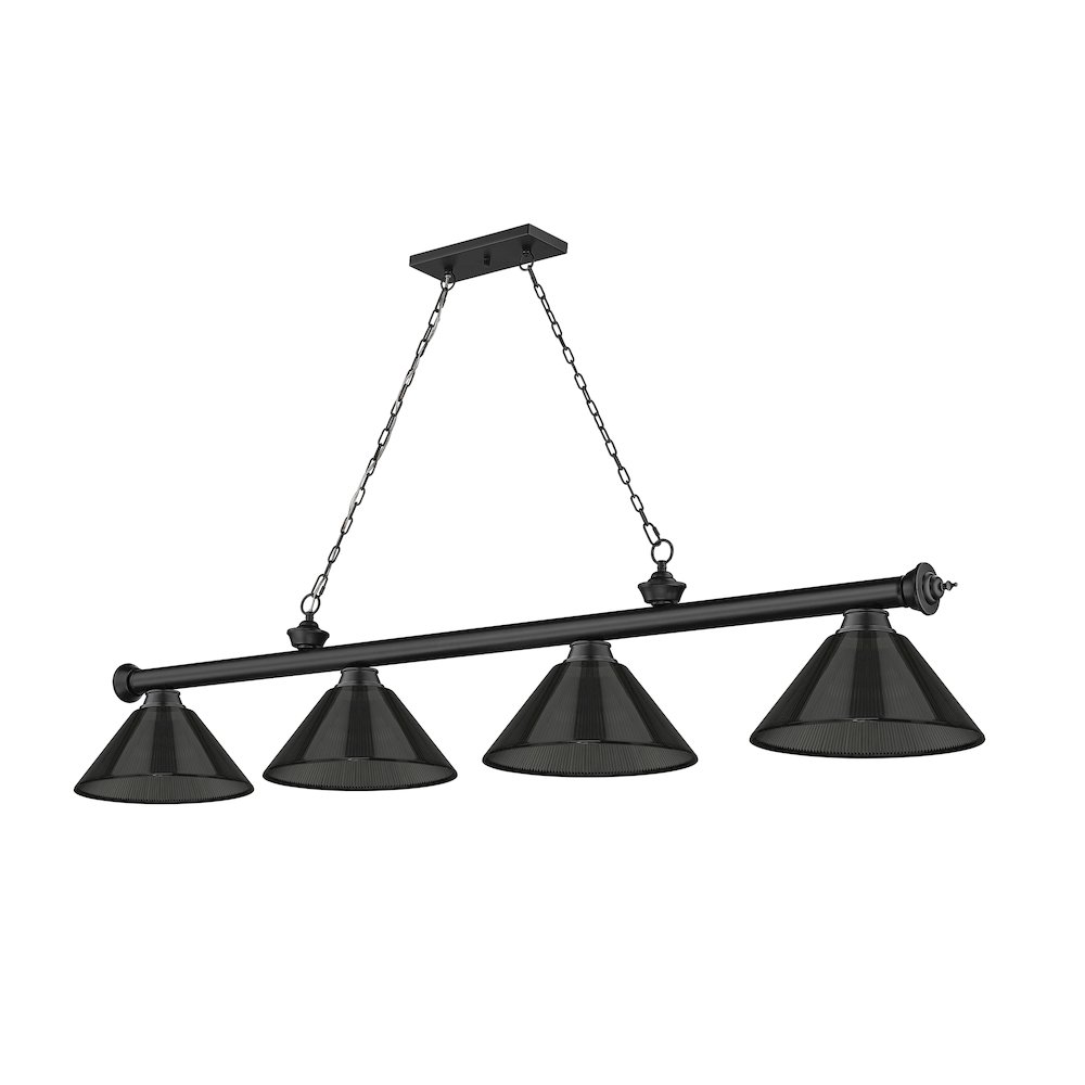 Z-Lite Cordon 4 Light Billiard, Steel Frame, Smoke Shade Color. Picture 5