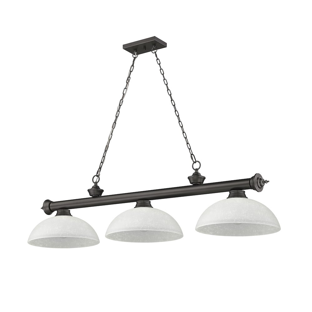 Z-Lite Cordon 3 Light Billiard, Steel Frame, White Linen Shade Color. Picture 5