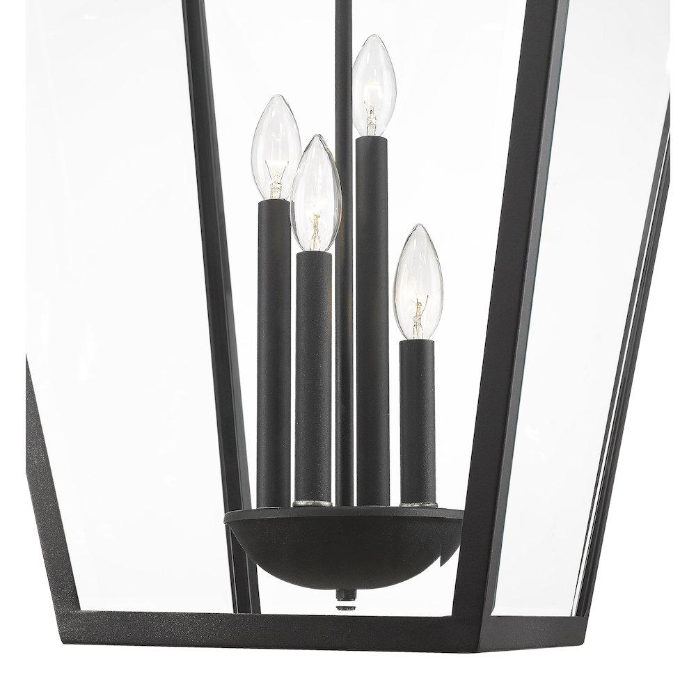 Z-Lite Talbot 4 Light Outdoor Chain Mount Ceiling Fixture, Black. Picture 4
