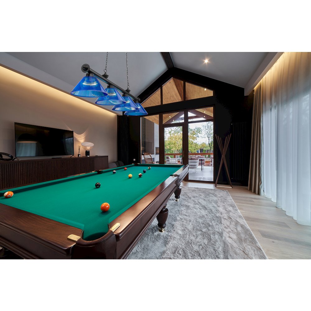 Z-Lite Cordon 4 Light Billiard, Steel Frame, Dark Blue Shade Color. Picture 6