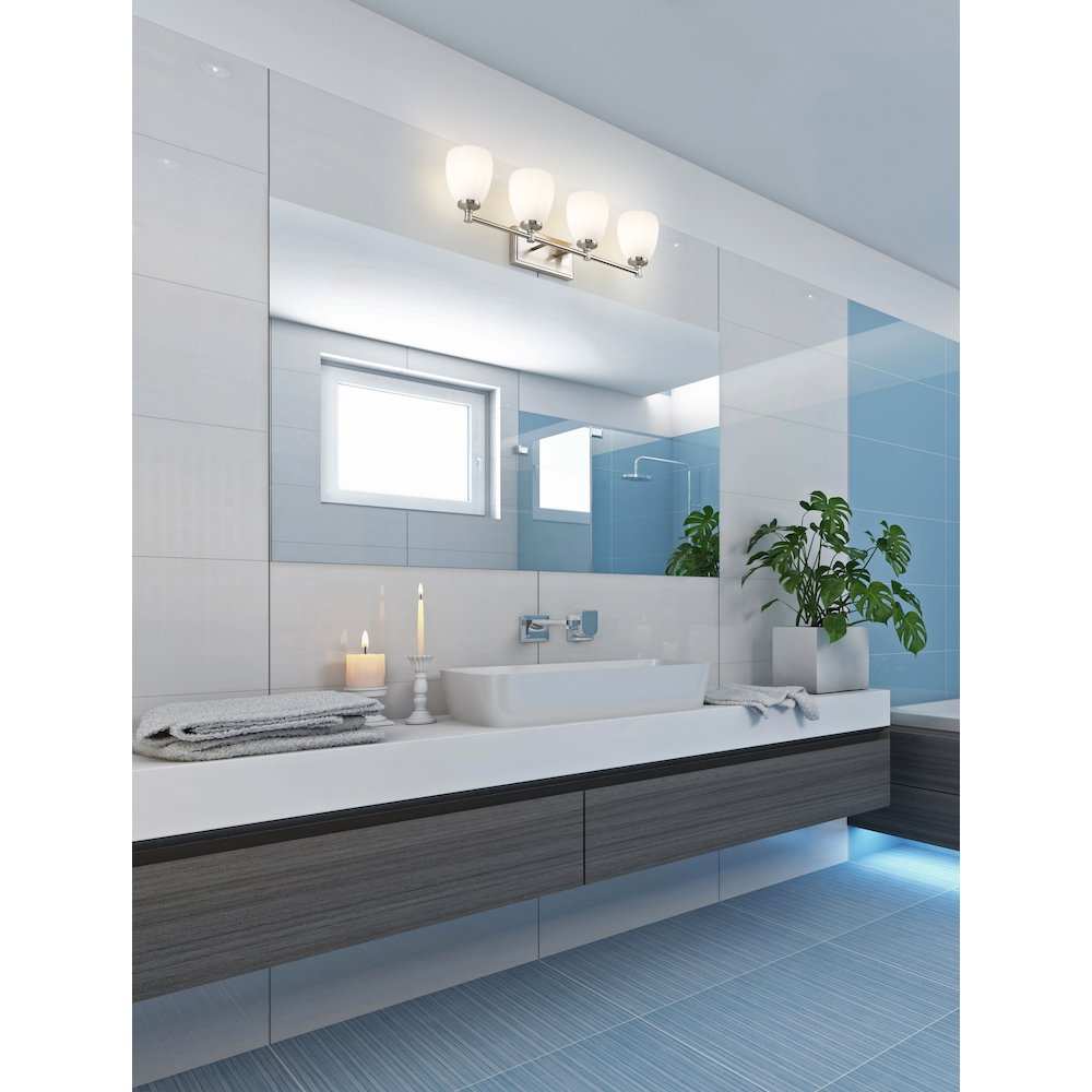 Z-Lite Oren 4 Light Vanity in Brushed Nickel color, Steel frame. Picture 6