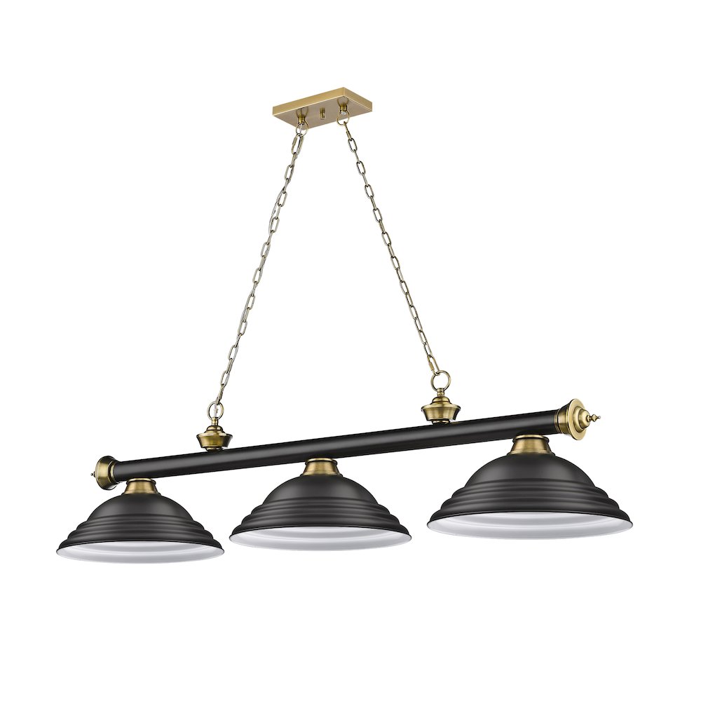 Z-Lite Cordon 3 Light Billiard, Steel Frame, Matte Black Shade Color. Picture 5