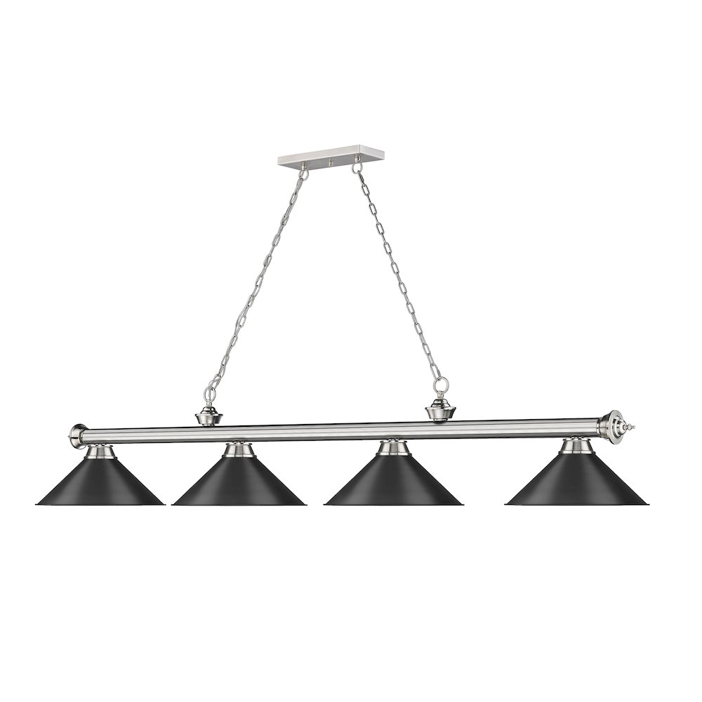 Z-Lite Cordon 4 Light Billiard, Steel Frame, Matte Black Shade Color. Picture 3