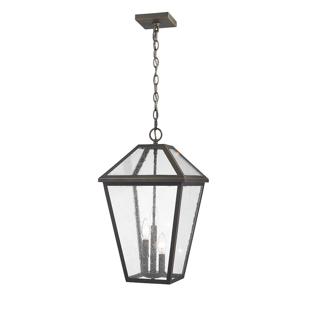 Z-Lite Talbot 3 Light Outdoor Chain Mount Ceiling Fixture, Oil Rubbed Bronze. Picture 1