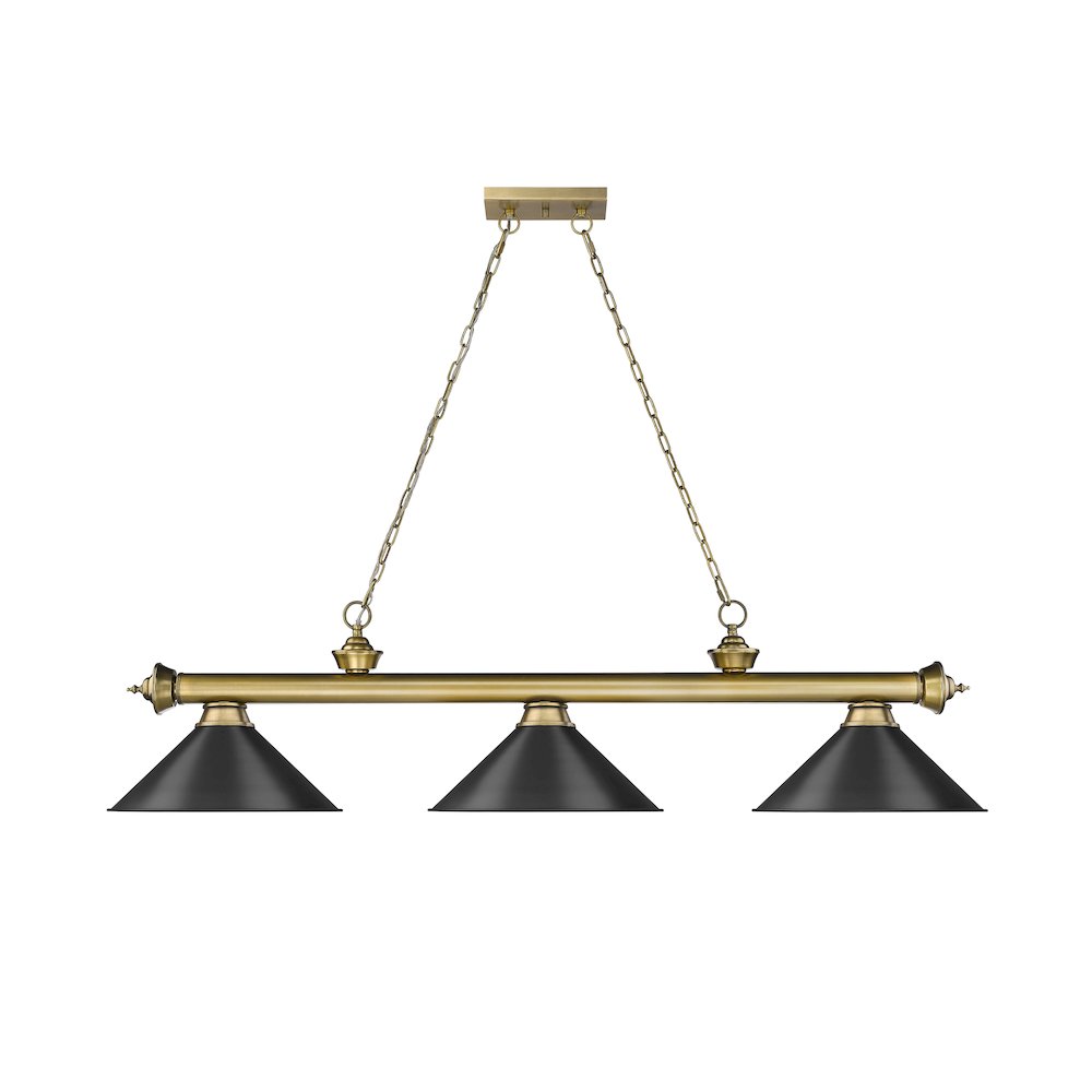 Z-Lite Cordon 3 Light Billiard, Steel Frame, Matte Black Shade Color. Picture 2