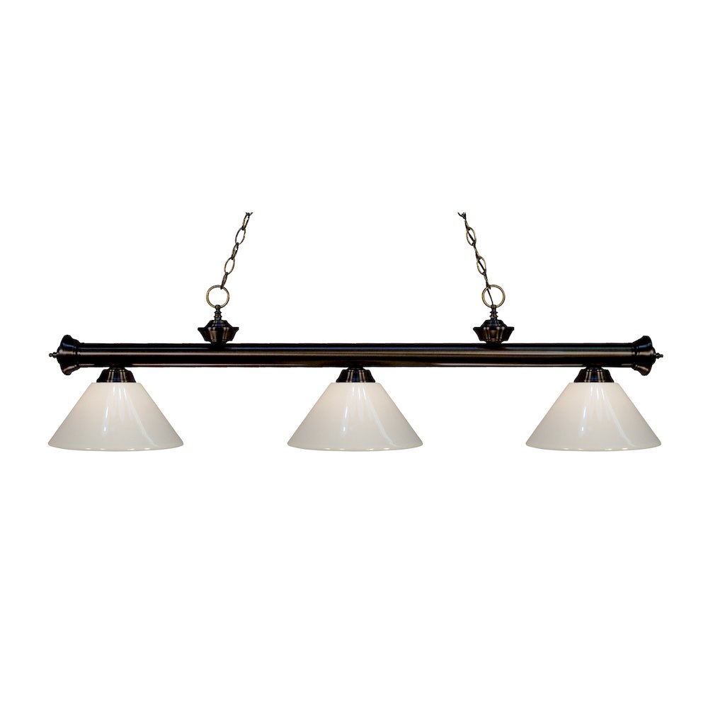 Z-Lite Riviera 3 Light Billiard, Steel Frame, White Shade Color. Picture 1