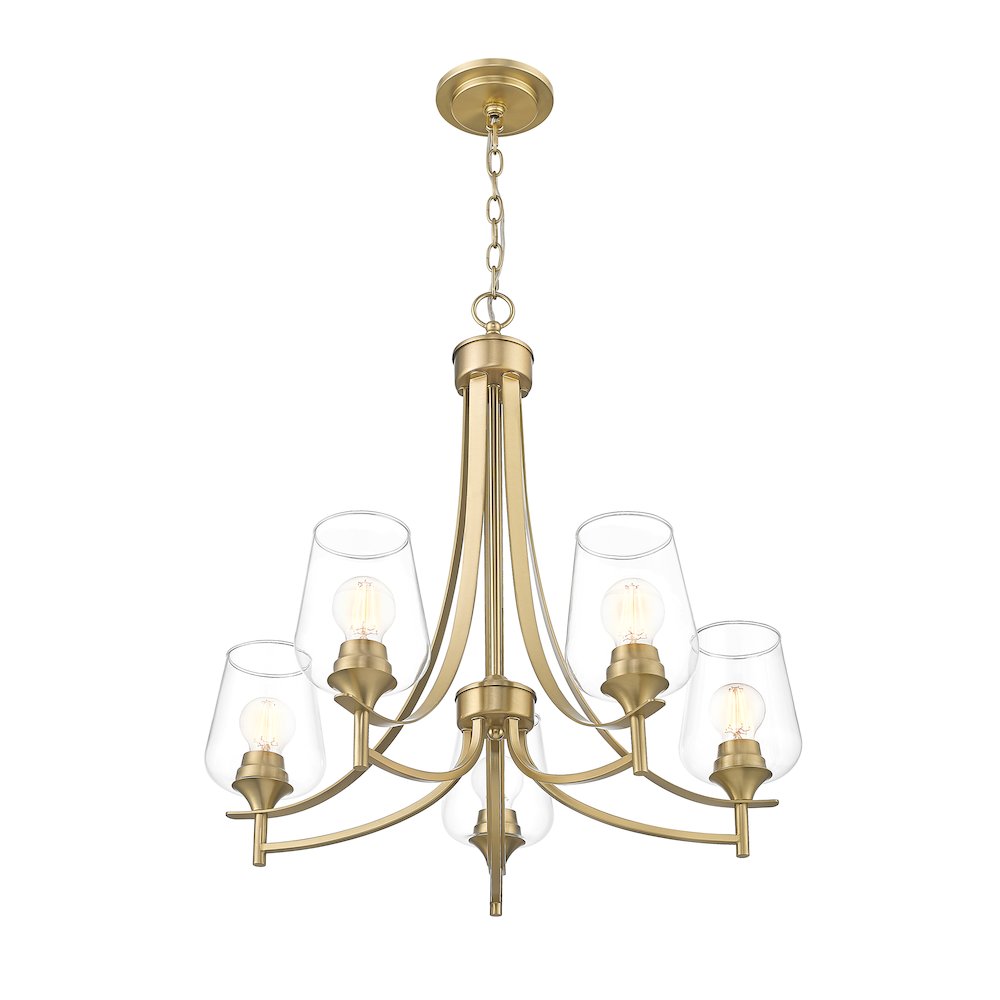 Z-Lite 5 Light Chandelier, Burnished Brass. Picture 2