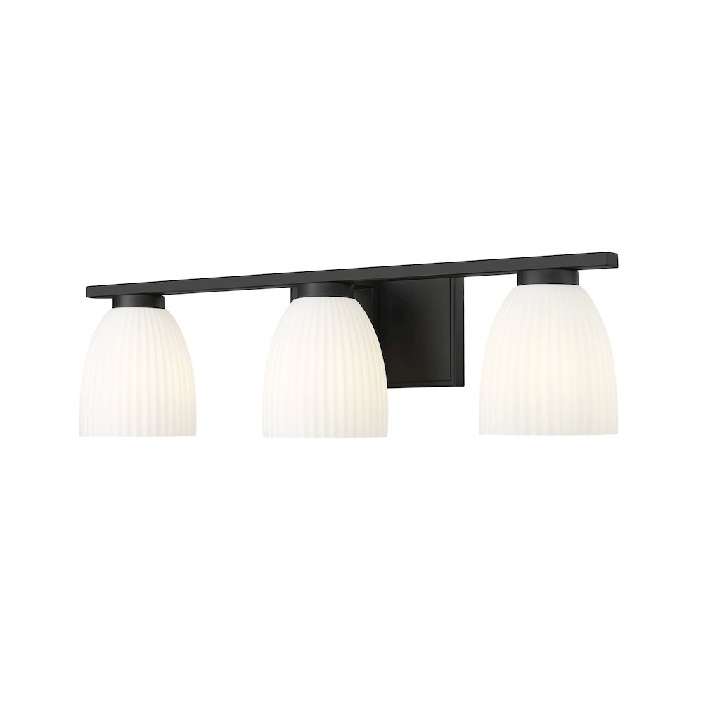 Z-Lite Naya 3 Light Vanity in Matte Black color, Steel frame. Picture 1